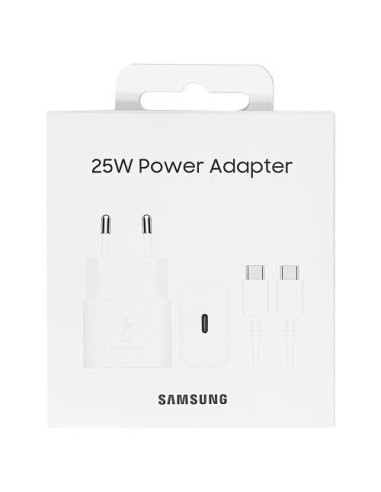 CARGADOR SAMSUNG 25W ADAPTADOR + CABLE USB-C A USB-C BLANCO