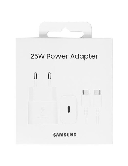 CARGADOR SAMSUNG 25W ADAPTADOR + CABLE USB-C A USB-C BLANCO