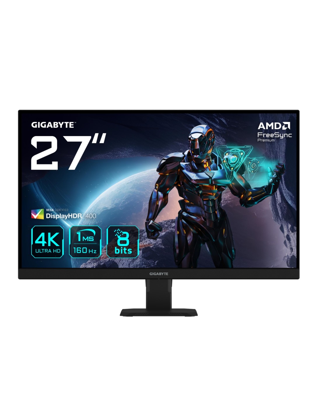 GIGABYTE GS27U 27" Monitor de juegos UHD - 3840 x 2160, 160Hz, 1ms, 350 cd/m², Display HDR400, HDMI 2.1, DisplayPort 1.4