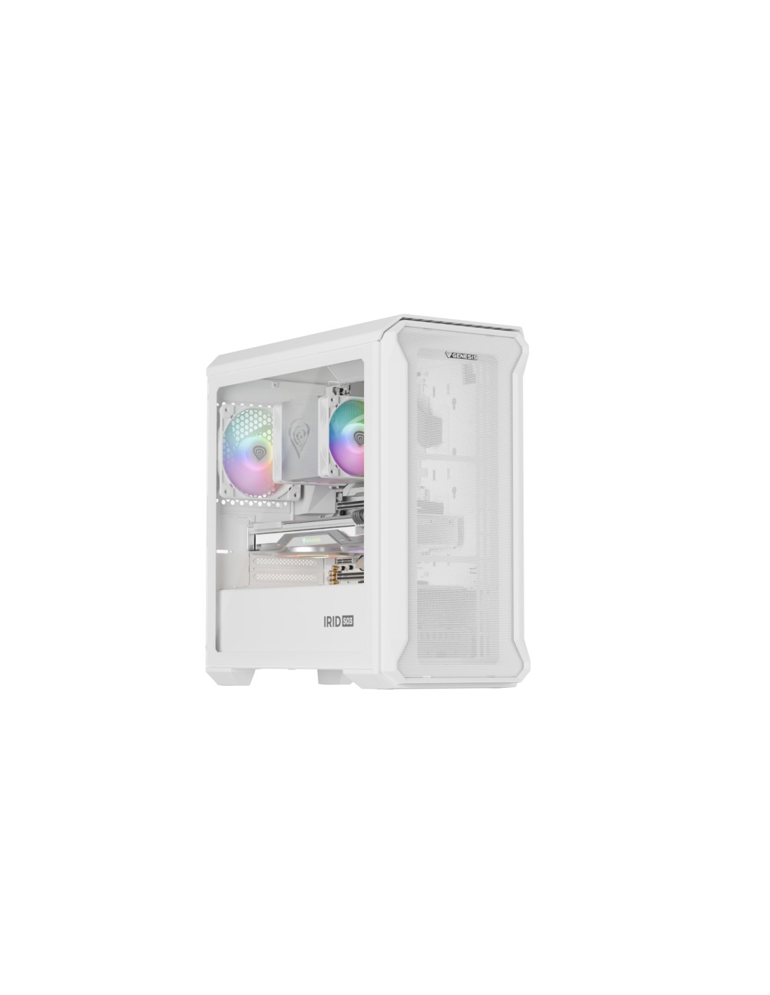GENESIS Irid 503 Mini Tower Transparente, Blanco