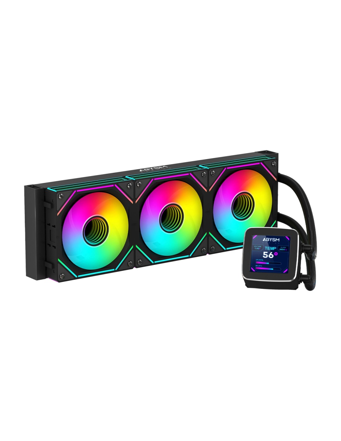 ABYSM Oceanic LCD 360 ARGB Procesador Sistema de refrigeración líquida todo en uno 12 cm Negro 1 pieza(s)
