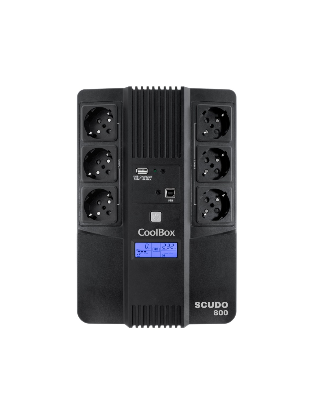 CoolBox Scudo 3 LCD 800VA sistema de alimentación ininterrumpida (UPS) Línea interactiva 0,8 kVA 480 W 6 salidas AC