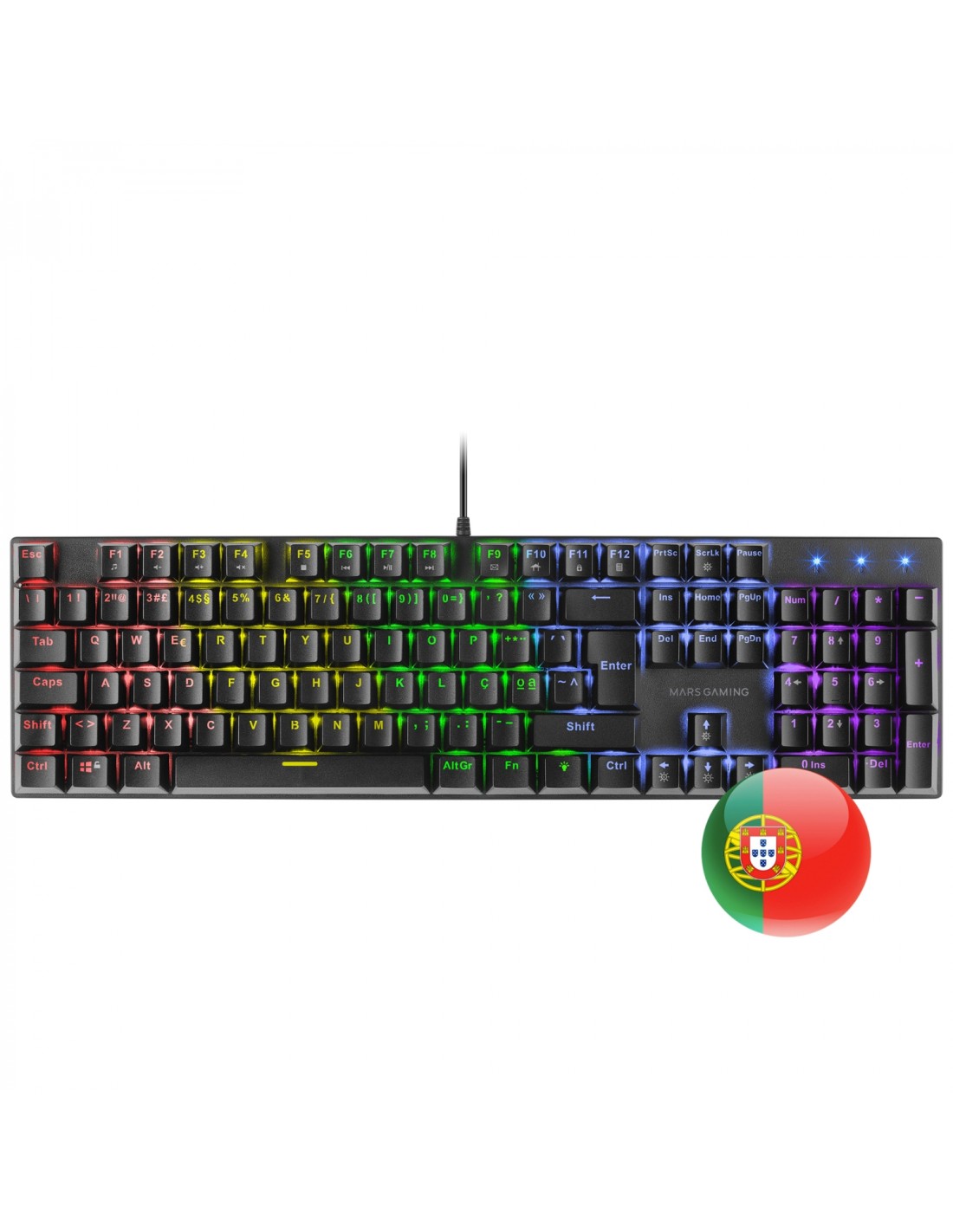 Mars Gaming MK422 Negro Teclado Gaming RGB Switch Mecánico Marrón Idioma Portugués