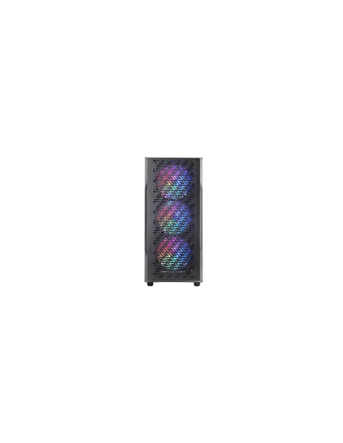 Mars Gaming MC-GEO, Caja Gaming ATX, 4x Ventiladores FRGB Rainbow 12cm, Panel Frontal Mesh Geométrico, Ventana Lateral Cristal T