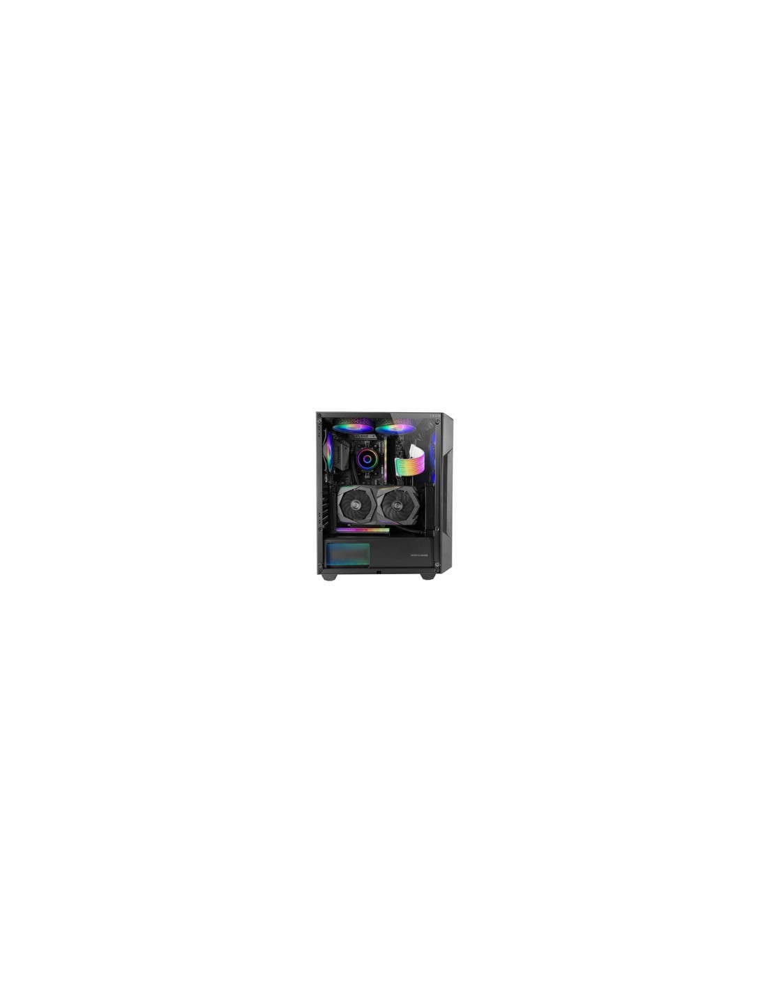 Mars Gaming MC-GEO, Caja Gaming ATX, 4x Ventiladores FRGB Rainbow 12cm, Panel Frontal Mesh Geométrico, Ventana Lateral Cristal T