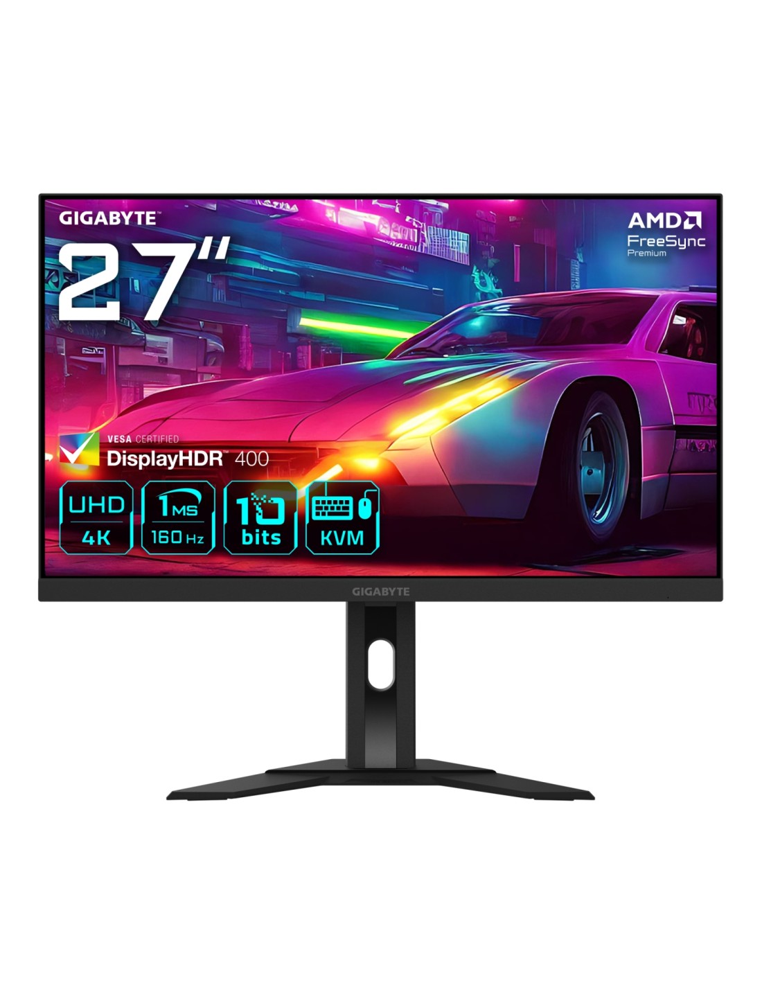 GIGABYTE M27UA 27" Monitor de juegos UHD - 3840 x 2160, 160Hz, 1ms, 400 cd/m², FreeSync Premium, HDR listo, HDMI 2.1, DisplayPor