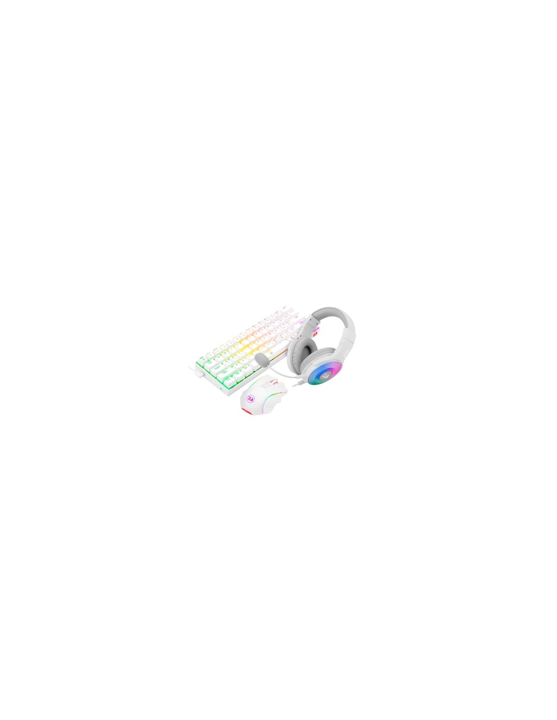Redragon - Combo Teclado+Ratón+Auricular K630RGBW+M607W+H350RGB-1-W Blanco Español