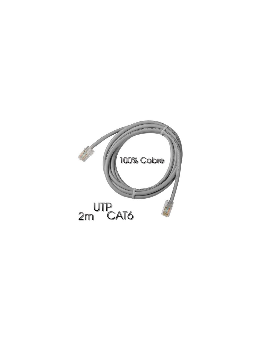 CABLE DE RED UTP CAT6 2 METROS GRIS CLARO 100% COBRE