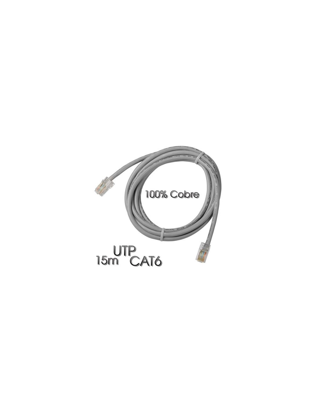 CABLE DE RED UTP CAT6 15 METROS GRIS CLARO 100% COBRE