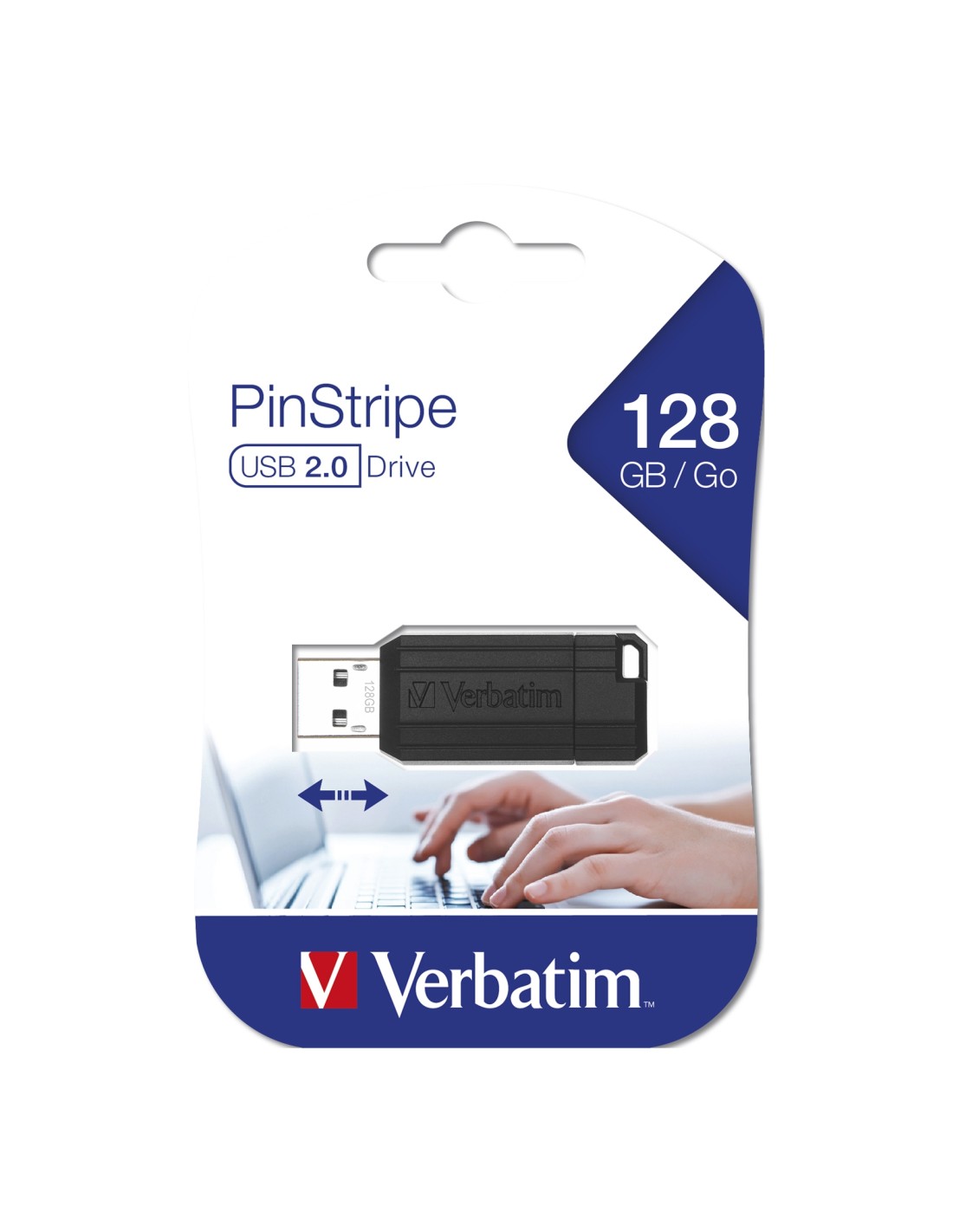Memoria usb Verbatim PinStripe - Unidad USB de 128 GB - Negro 49071