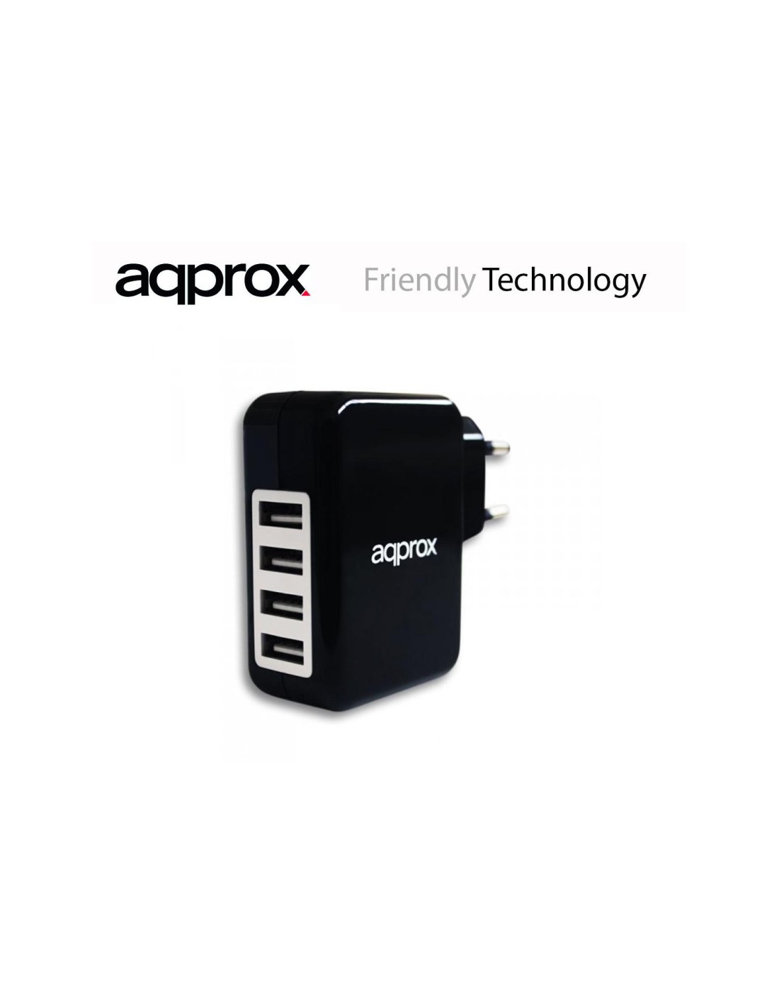 CARGADOR APPROX 4 PUERTOS USB NEGRO APPUSBWALL4PB