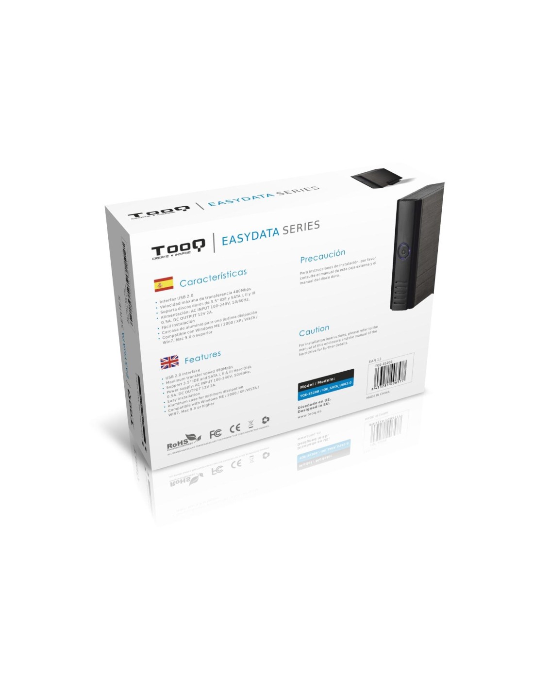 CAJA 3.5 TOOQ USB 2.0 SATA IDE NEGRA TQE-3520B