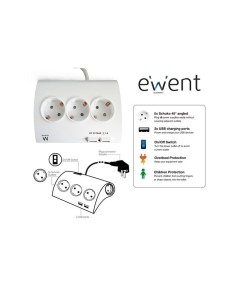 Ewent EW3935 base múltiple 1,5 m 5 salidas AC Interior Blanco