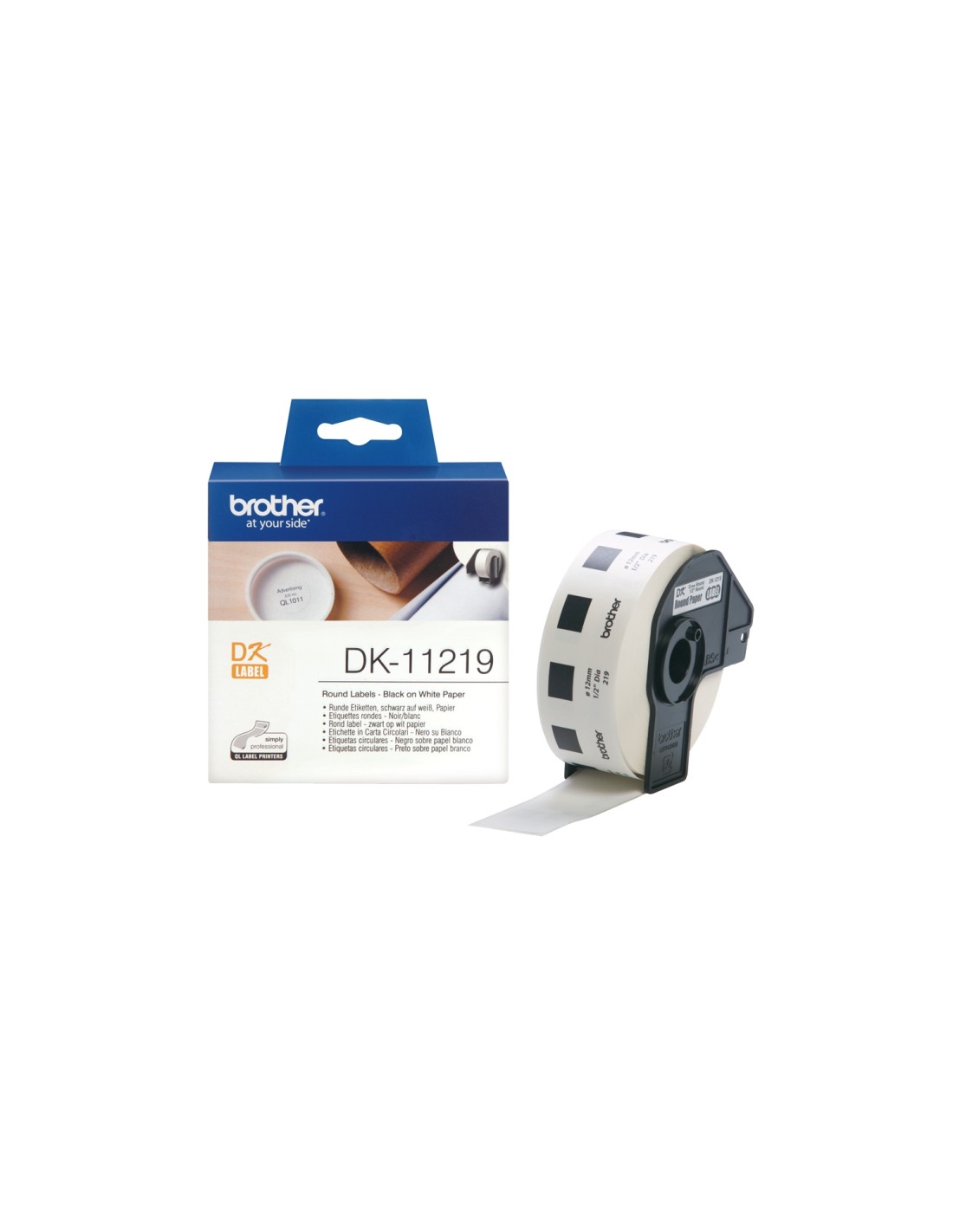 ETIQUETAS BROTHER DK11219 CIRCULARES 12mm 1200UD