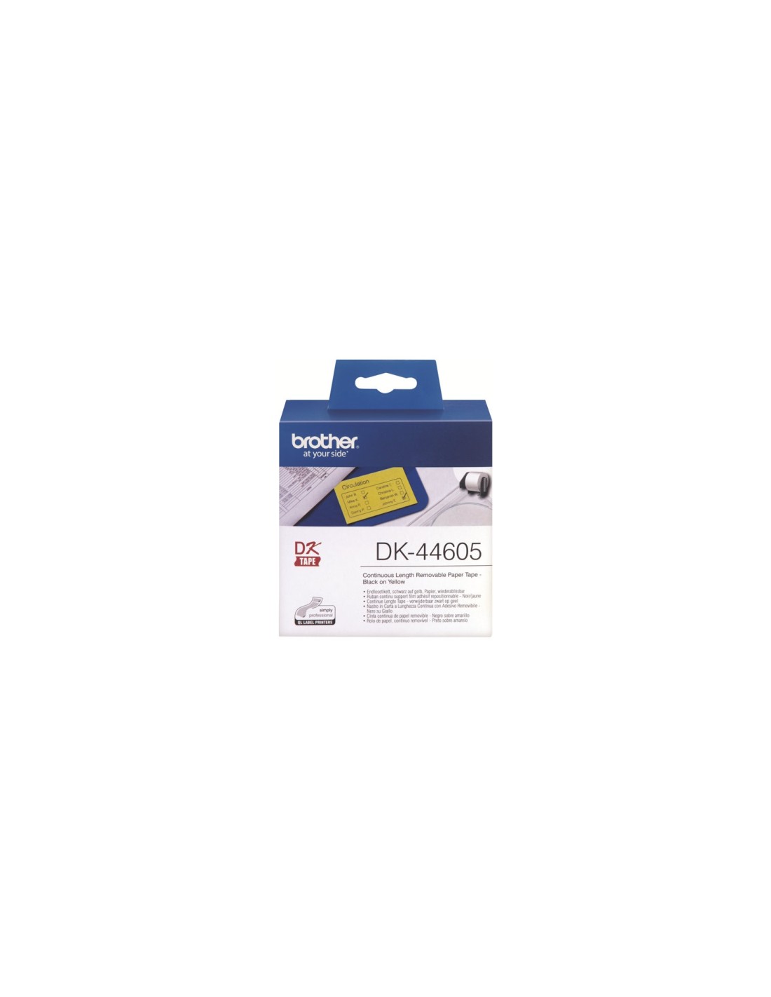 CINTA ETIQUETAS BROTHER DK-44605 PAPEL CONTINUO REMOVIBLE AMARILLO 6,2CM x 30,5M DK44605