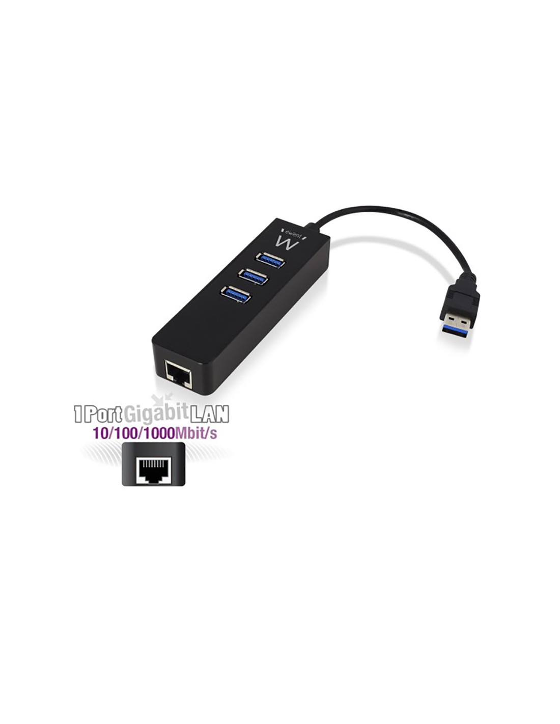 HUB EWENT USB 3.1 3 PUERTOS + LAN EW1140