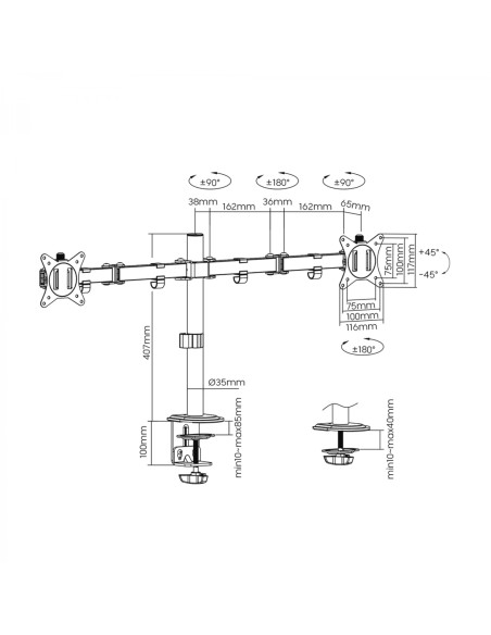 Ewent EW1512 soporte para monitor 81,3 cm (32") Escritorio Negro