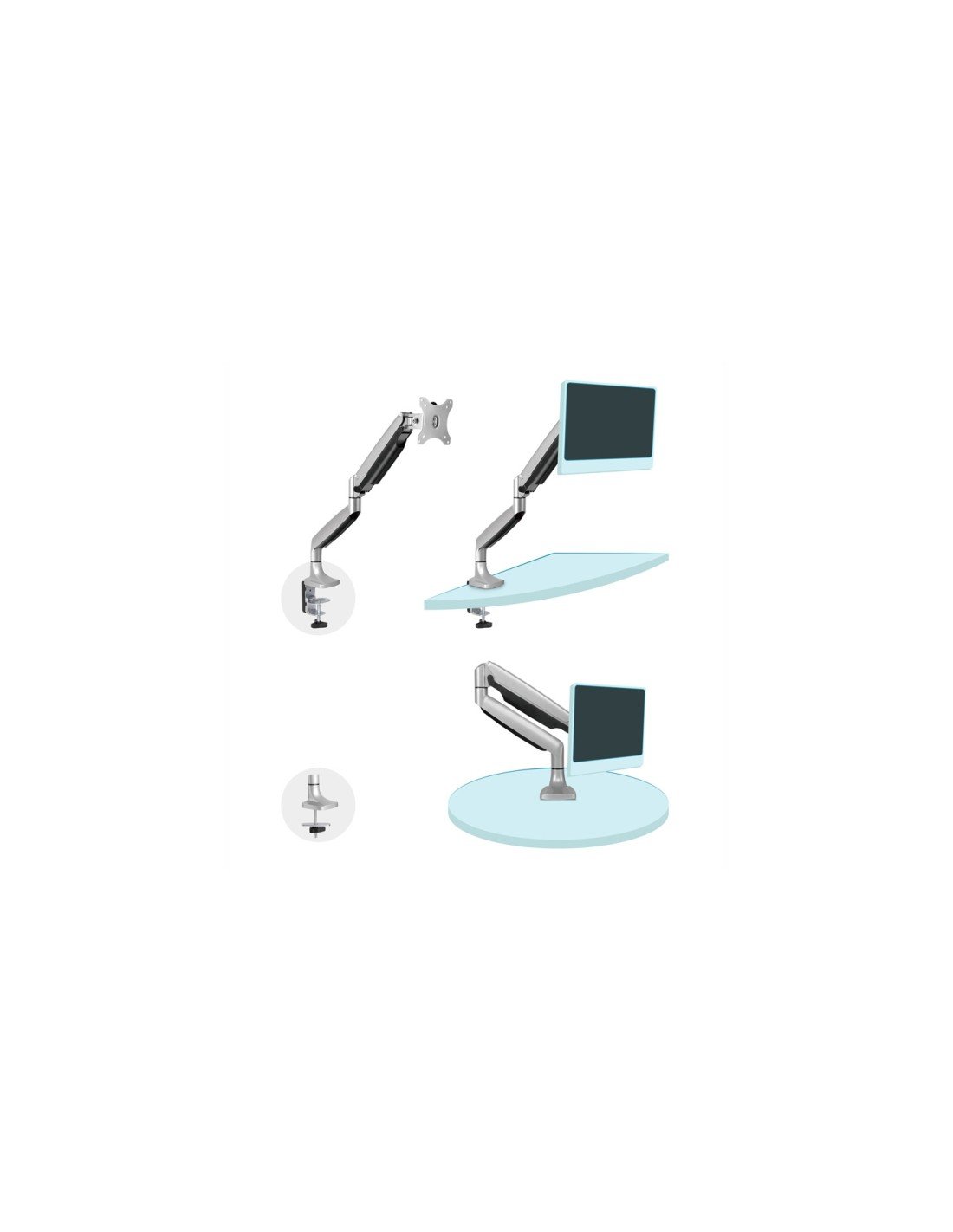 SOPORTE MONITOR TOOQ MESA GIRA INCLIN 1BRAZO 13-32 PLATA TOOQ DB3032TNR-S