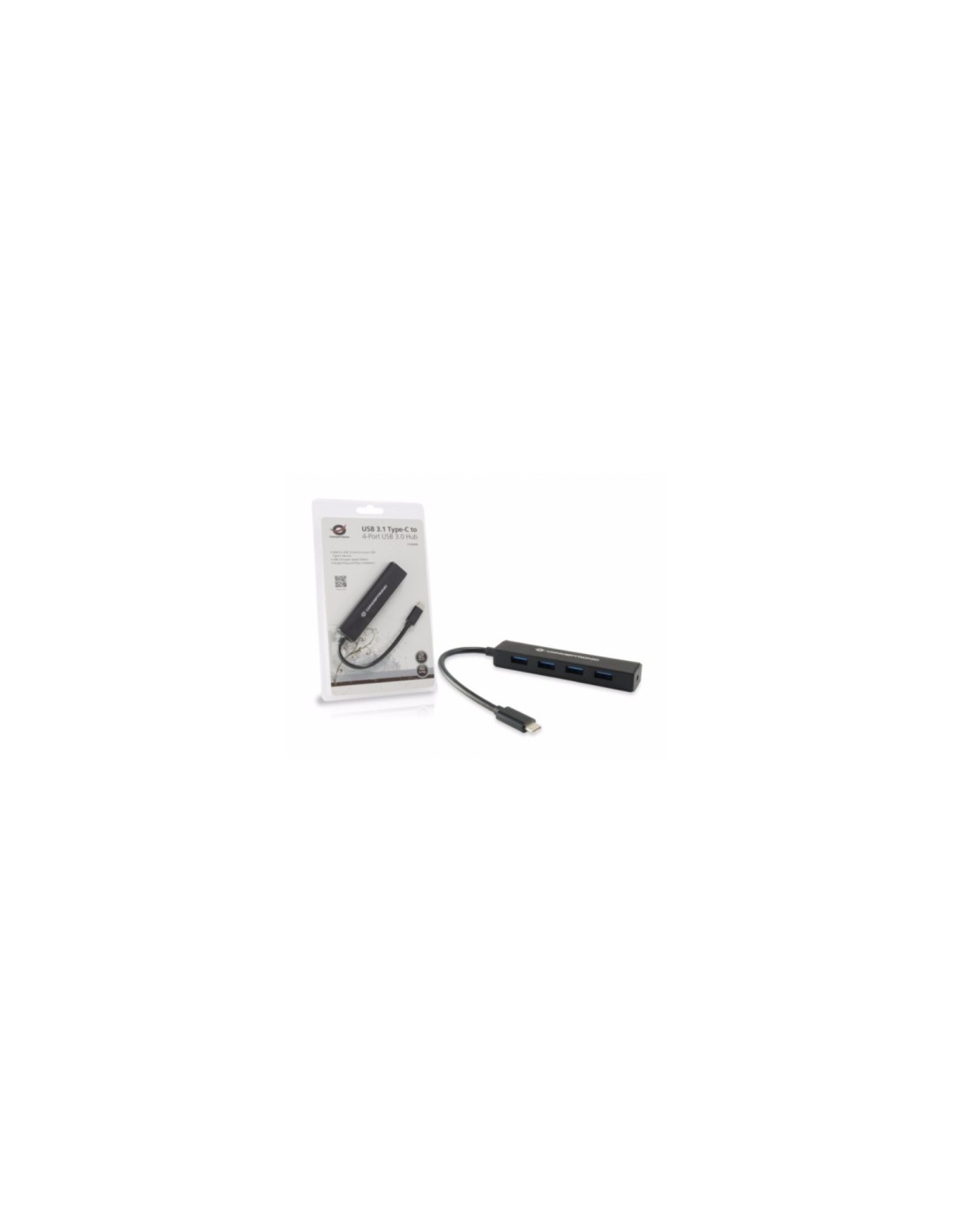 HUB USB C M CONCEPTRONIC 4P NEGRO CTC4USB3