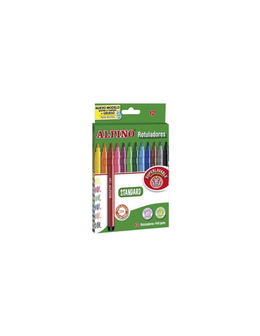 ALPINO AR001002 CAJA DE 12 ROTULADORES STANDARD SUPERLAVABLE