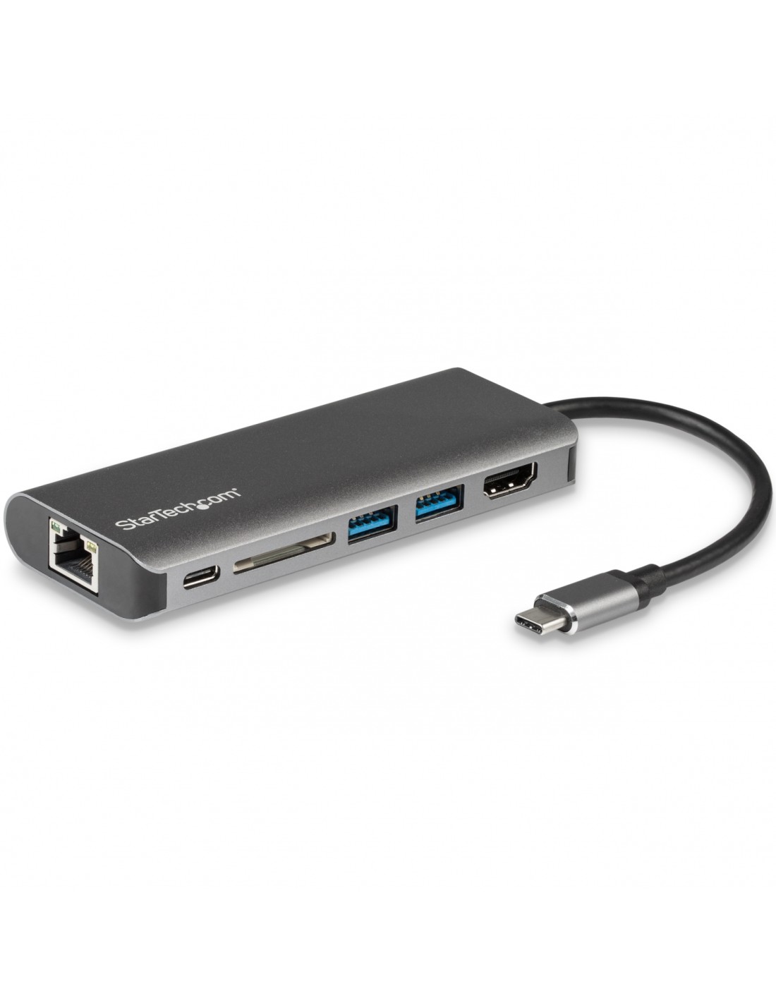 StarTech.com Adaptador Multipuertos USB-C - Docking Station Portátil USB Tipo C a HDMI de 4K con Hub USB 3.0 de 2 Puertos - SDHC