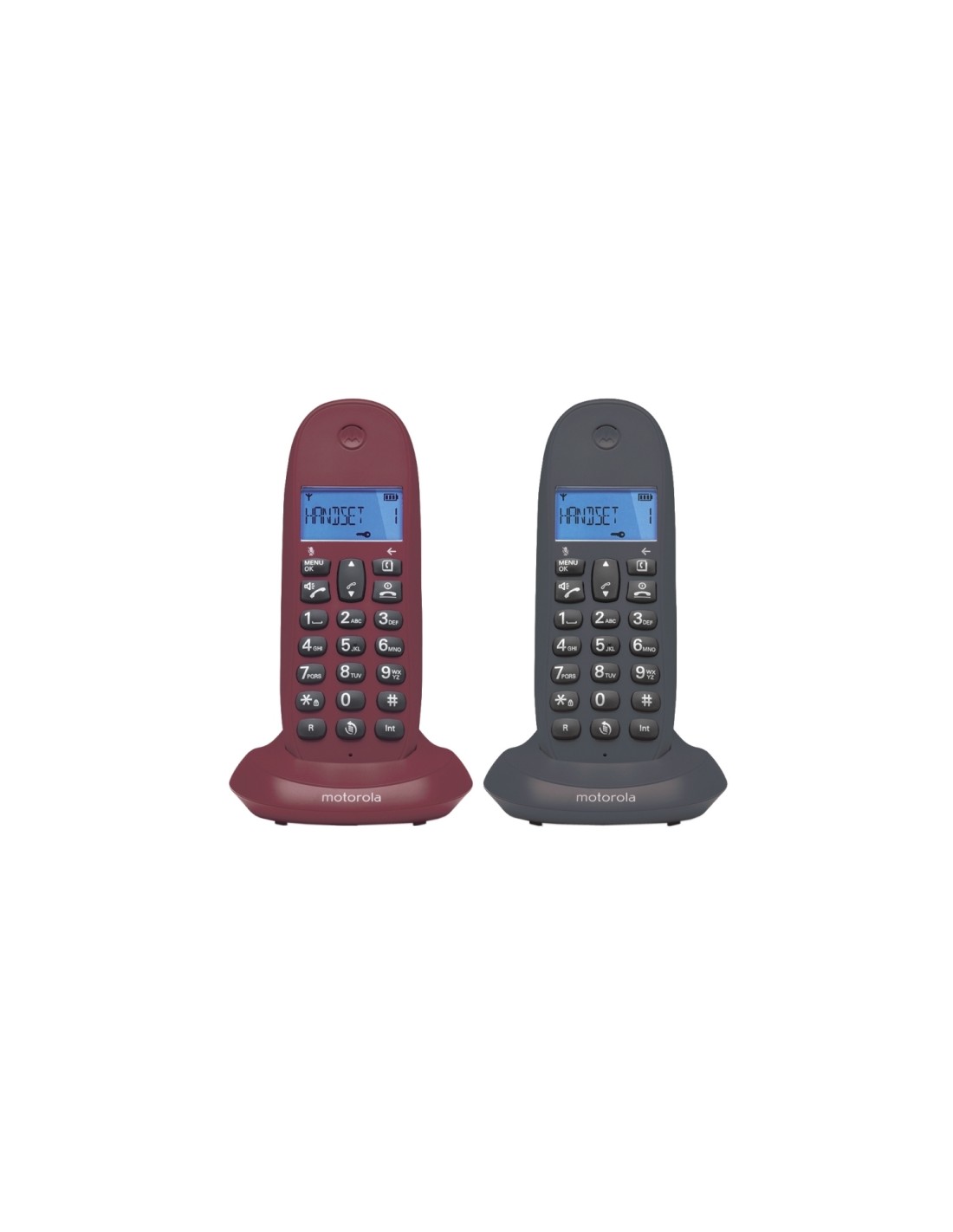 TELEFONO MOTOROLA C1002 DECT DUO GRIS - ROJO E07000D48B2AESSC