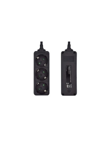 Ewent EW3959 base múltiple 1,5 m 3 salidas AC Interior Negro