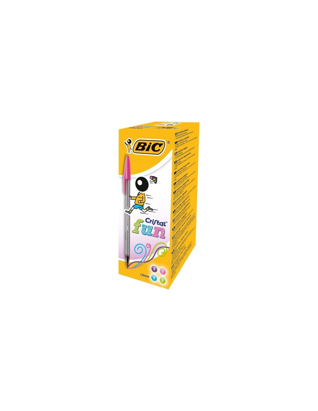 BOLIGRAFOS BIC CRISTAL FUN COLORES SURTIDOS ROSA-LILA-LIMA-TURQUESA CAJA 20 UD. 895793