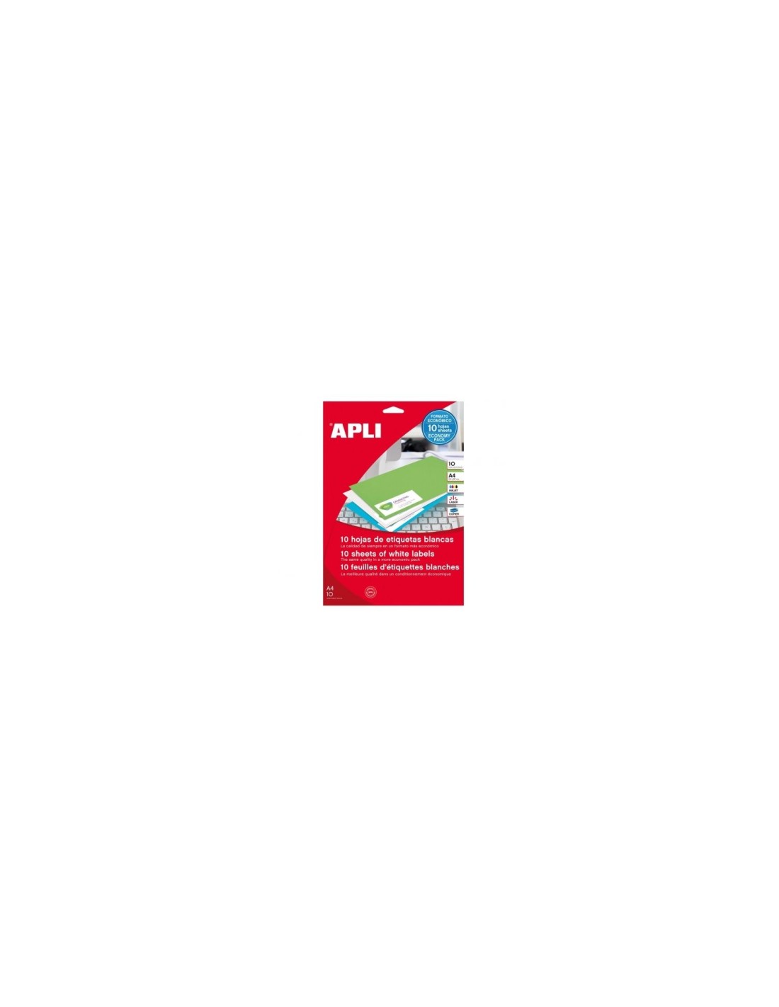 CAJA DE ETIQUETAS ADHESIVAS APLI PARA INKJET LASER FOTOCOPIADORAS A4 10 HOJAS 12927