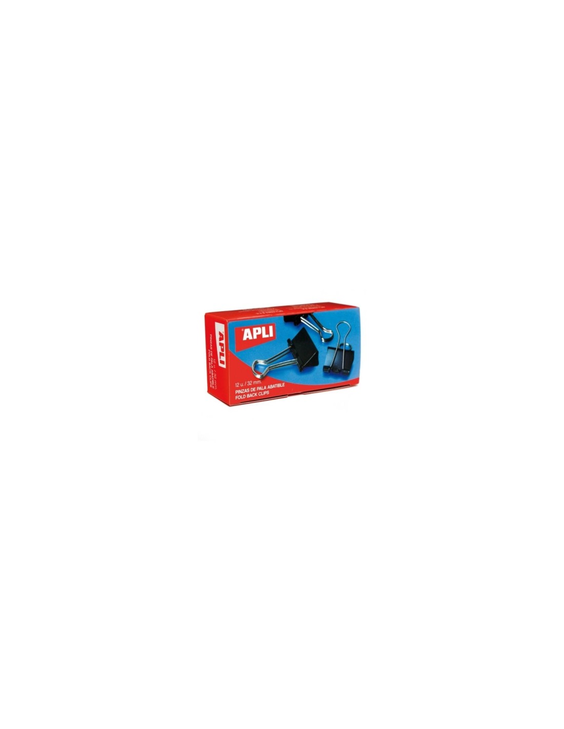 CAJA 12 PINZAS SUJETAPAPELES ABATIBLES 32 MM COLOR NEGRO 11950
