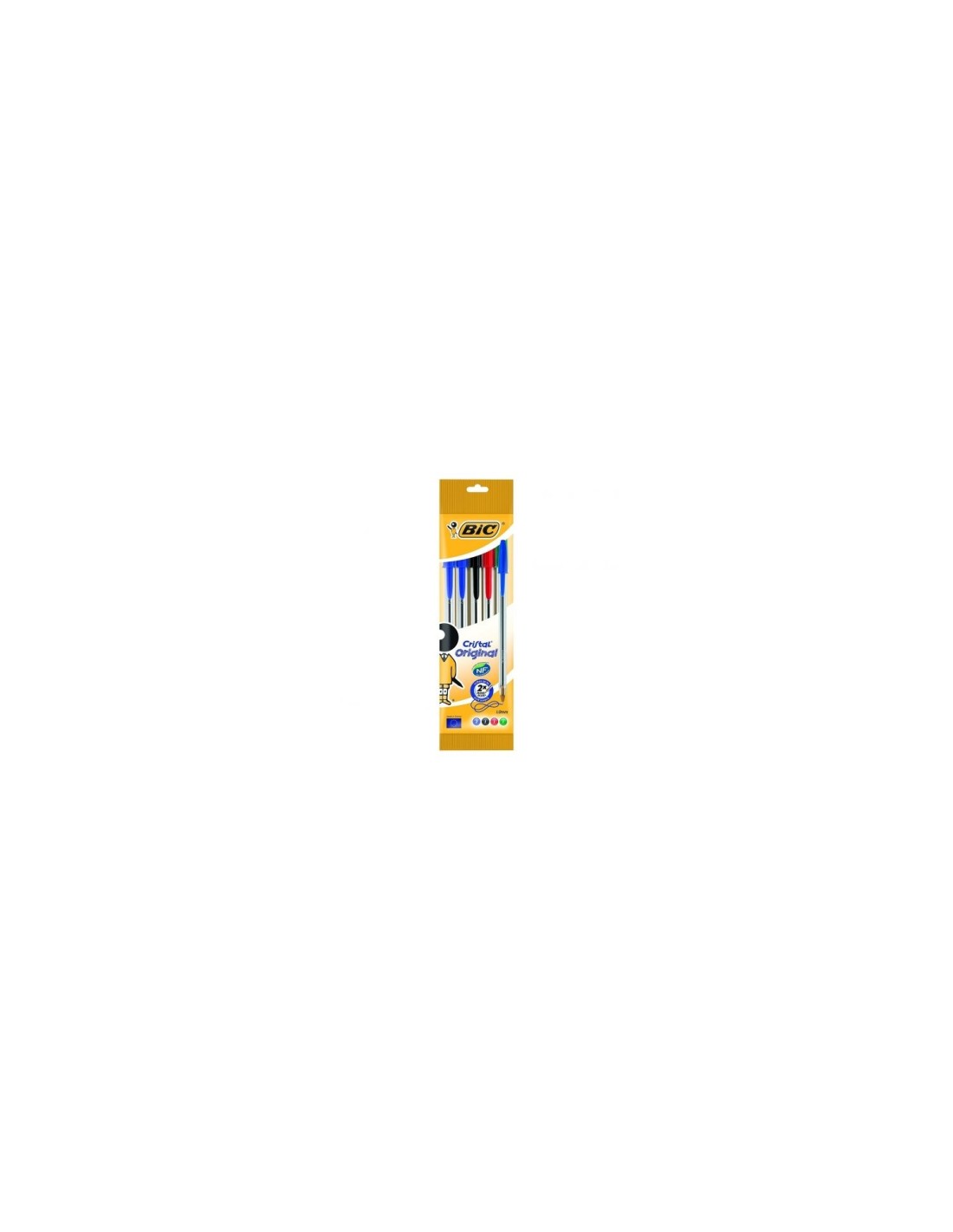 BLISTER DE 5 UNIDADES CRISTAL BIC COLORES SURTIDOS NEGRO AZUL ROJO Y VERDE 802054