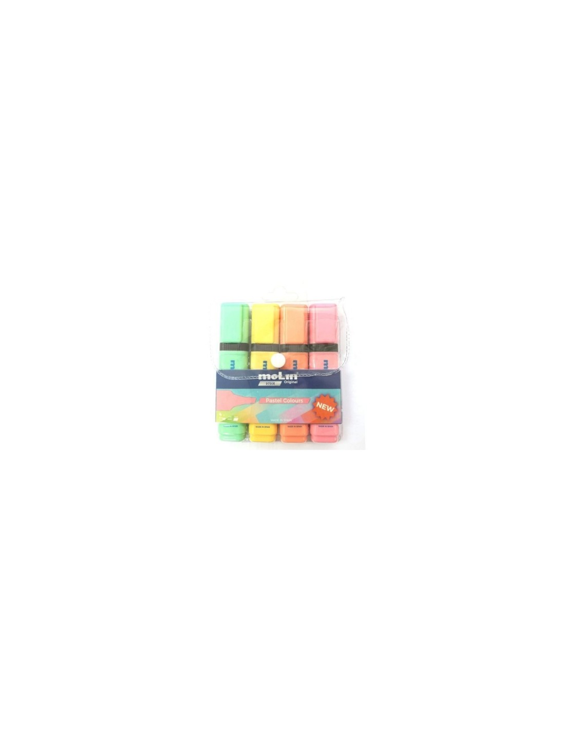MOLIN RTF240-04P-W PAQUETE 4 MARCADORES FLUORESCENTES COLORES PASTEL SURTIDOS