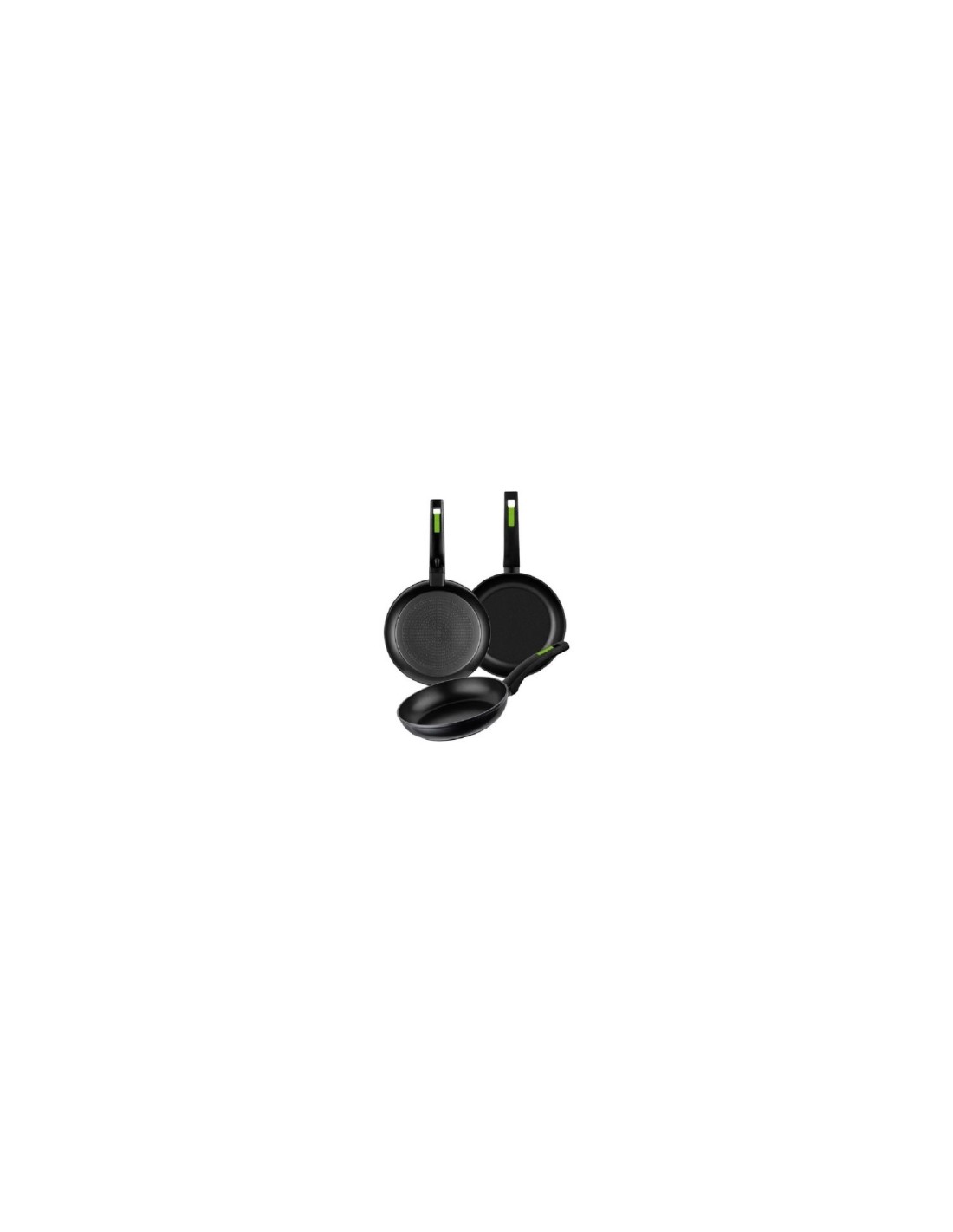 SET SARTENES MONIX 18 22 26CM ESPESOR 4MM ALUMINIO FORJADO CON ANTIADHERENTE MANGO ERGONOMICO VERDES M481241