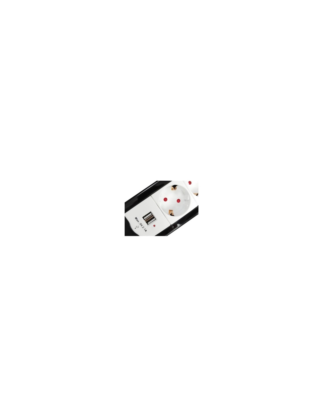 REGLETA EQUIP CON 4 TOMAS SCHUKO CABLE DE RED DE 1.5 METROS + 2 PUERTOS USB Y BOTON DE APAGADO ENCENDIDO NEGRO 245553