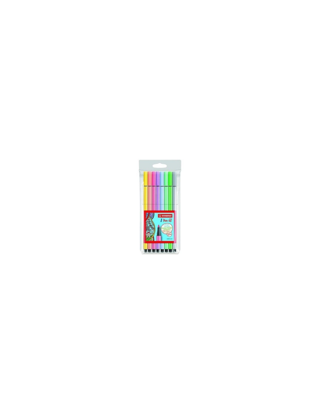 STABILO PEN 68 ESTUCHE DE 8 ROTULADORES COLORES PASTEL PUNTA 1MM TINTA AL AGUA ACUARELABLE 68/8-01