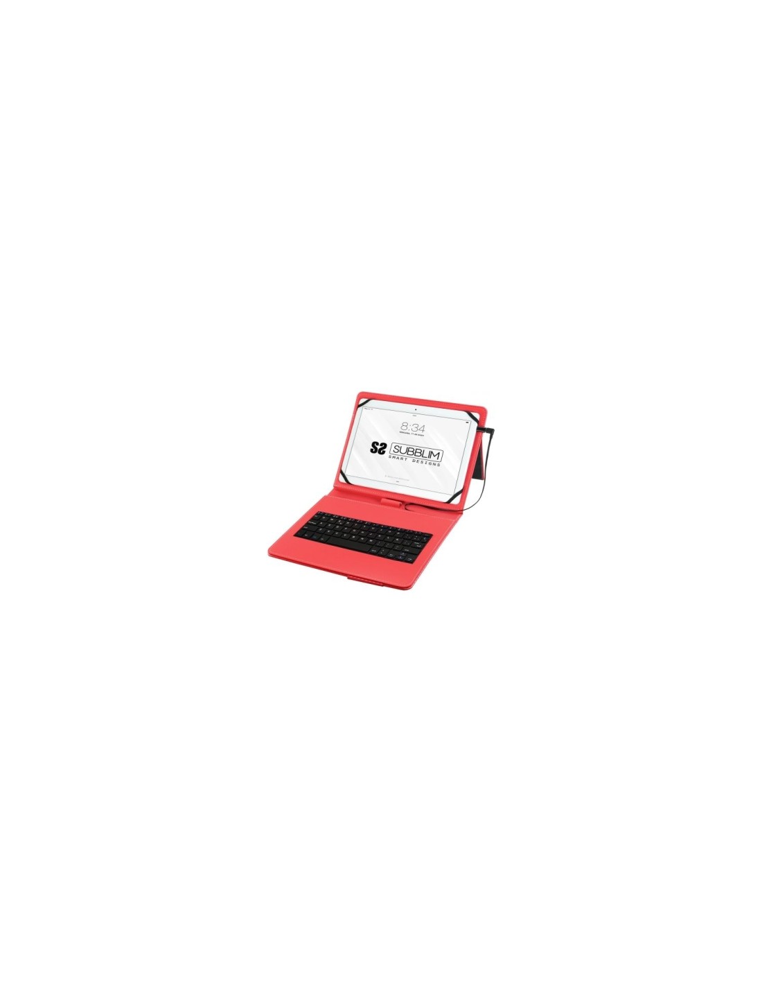 FUNDA TABLET SUBBLIM CON TECLADO KEYTAB PRO PARA TABLET DE 10.1P MICROUSB CON ADAPTADOR TIPO-C CIERRE SOLAPA MAGNETICA ROJO SUB-