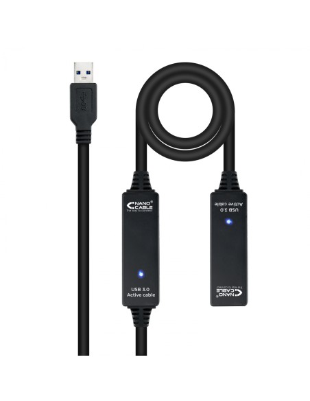 Nanocable Cable USB 3.0 prolongador con amplificador, tipo A/M-A/H,