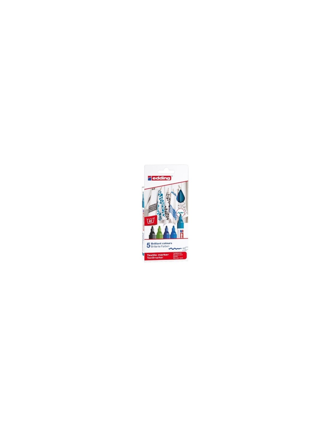 EDDING 4500/5S-099 ESTUCHE 5 MARCADORES TEXTILES PUNTA REDONDA RESISTENTE AL LAVADO TRAZO 2 3MM COLORES FRIOS 4500/5S-099