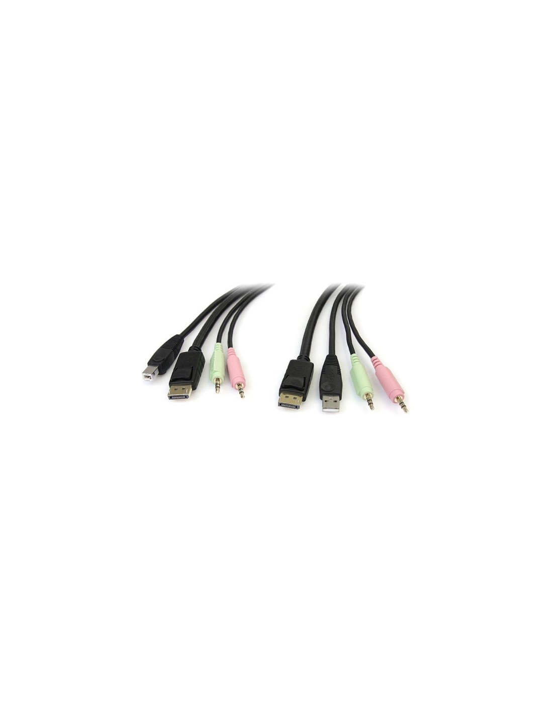 StarTech.com Cable Conmutador KVM USB DisplayPort 4 en 1 c/ Audio y Micrófono - 6 pies Negro