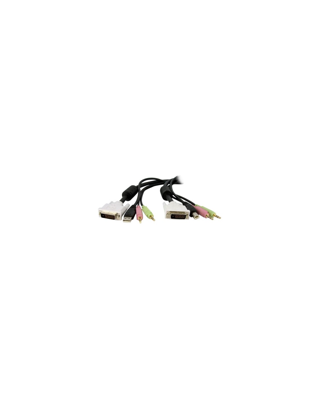 StarTech.com Cable de 1,8m para Switch Conmutador KVM 4en1 DVI-D Dual Link Doble Enlace USB con Audio Micrófono Negro