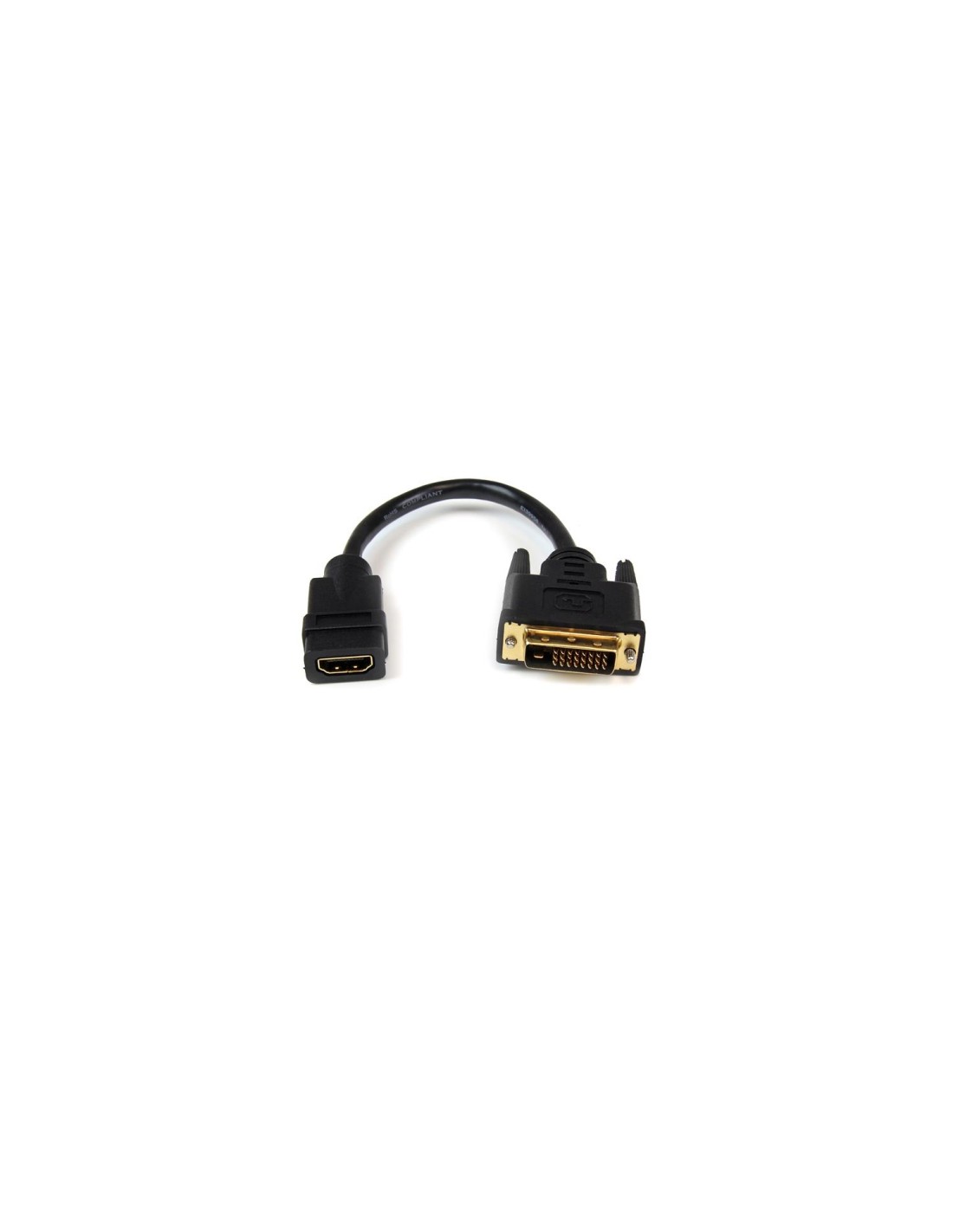 StarTech.com Adaptador de 20cm HDMI Hembra a DVI Macho - Cable Conversor de VÍ­deo - Negro