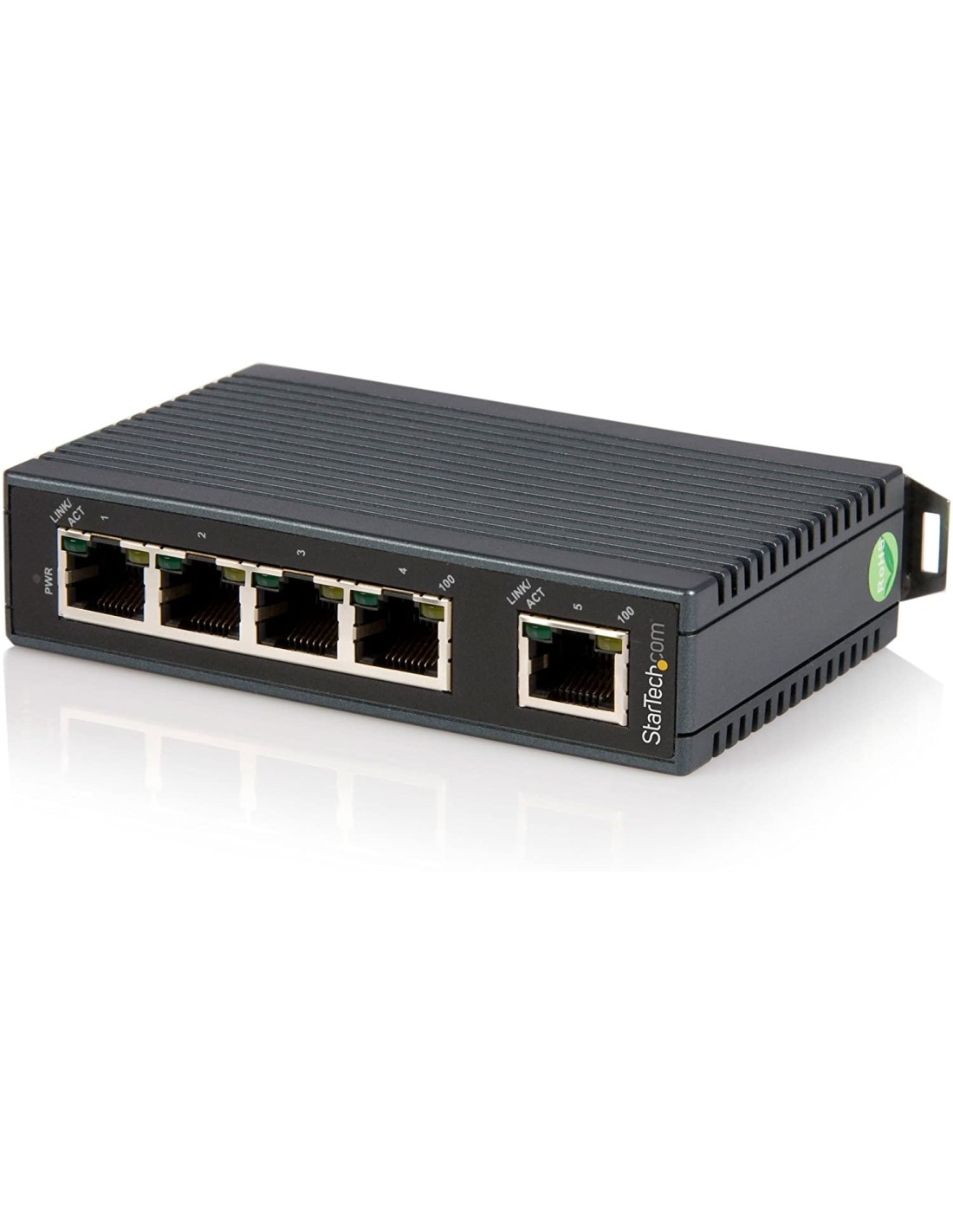 StarTech.com Switch Conmutador Industrial Ethernet de 5 Puertos RJ45 de Montaje en Carril DIN - Negro