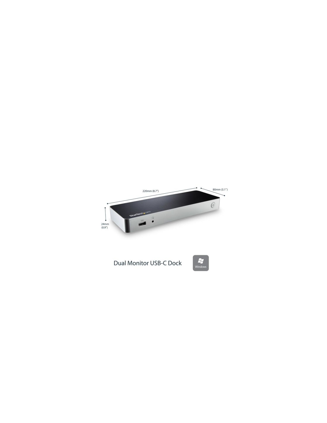 StarTech.com Docking USB-C con MST para Monitores Duales - 5 Puertos USB 3.0 - Negro Plata
