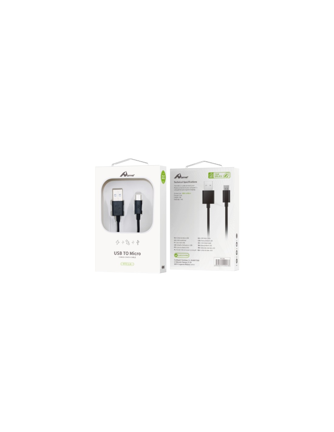 Home Serie Enjoy YCB-01-MB cable USB 1m 2.0 USB A Micro-USB A Negro