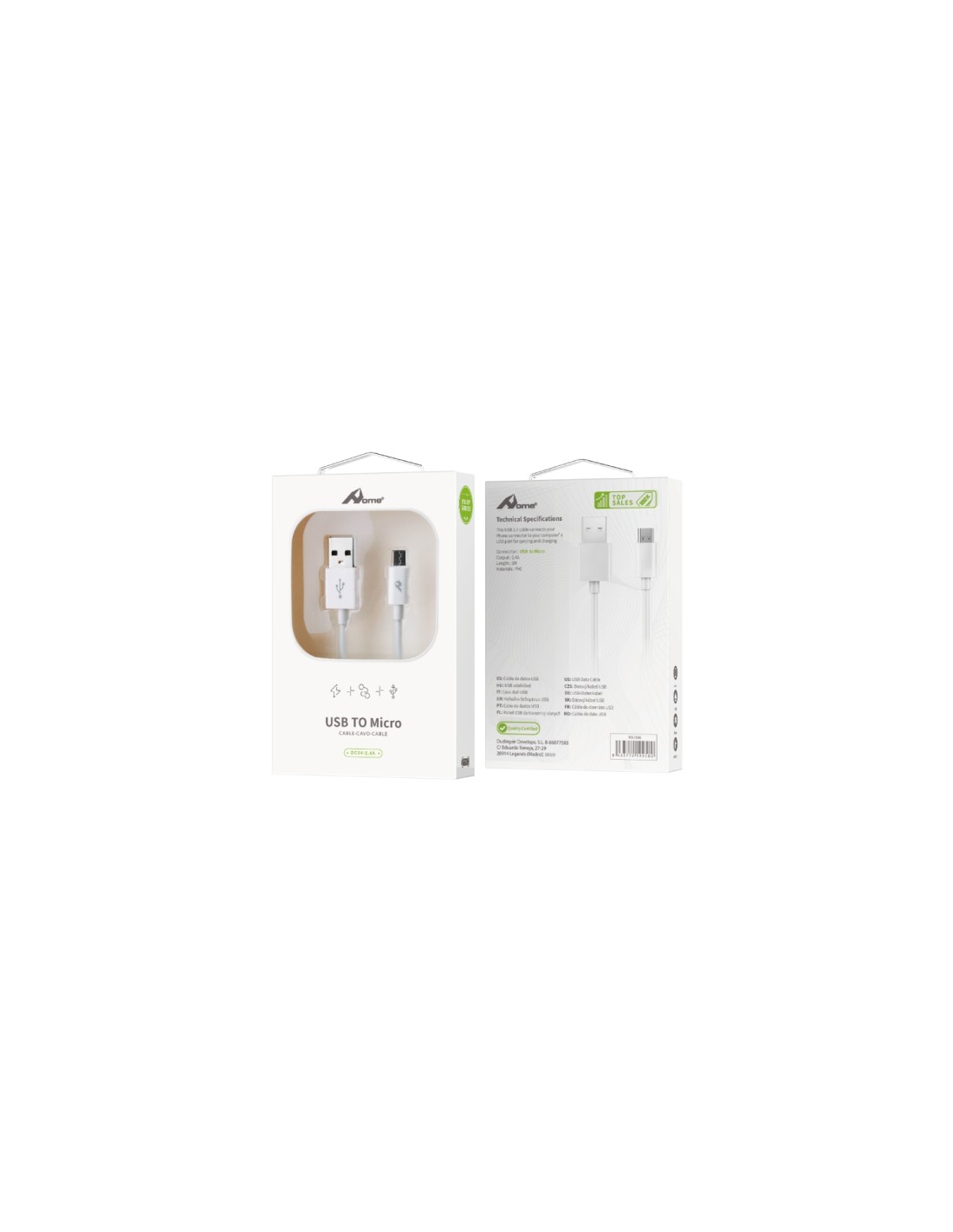 Home Serie Enjoy YCB-01-MW cable USB 1m 2.0 USB A Micro-USB A Blanco