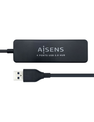 HUB USB AISENS CONECTORES USB-A 2.0 MACHO A 4X USB-A 2.0 HEMBRA CABLE 30CM NEGRO A104-0402