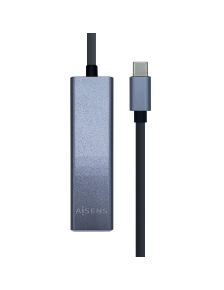 HUB USB AISENS CONECTORES 1X USB TIPO-C MACHO A 3X USB-A HEMBRA + ADAPTADOR LAN RJ45 CABLE 15CM GRIS A109-0396