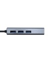 HUB USB AISENS CONECTORES 1X USB TIPO-C MACHO A 3X USB-A HEMBRA + ADAPTADOR LAN RJ45 CABLE 15CM GRIS A109-0396