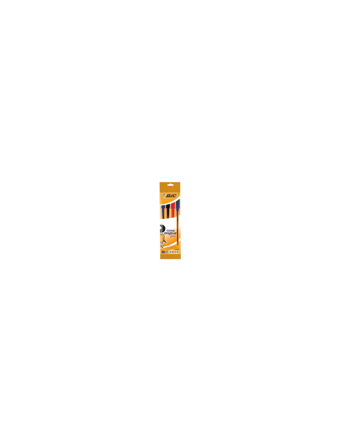 BOLIGRAFO BIC CRISTAL ORIGINAL FINE BLISTER X4 PUNTA 0.8MM TRAZO 0.3MM COLORES SURTIDOS 872725