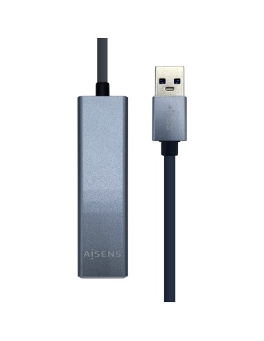 HUB USB AISENS + ADAPTADOR LAN CONECTORES 1X USB-A MACHO 3X USB-A HEMBRA LONGITUD CABLE 15CM GRIS A106-0401